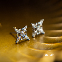 European-style Iris Crystal sterling silver earrings