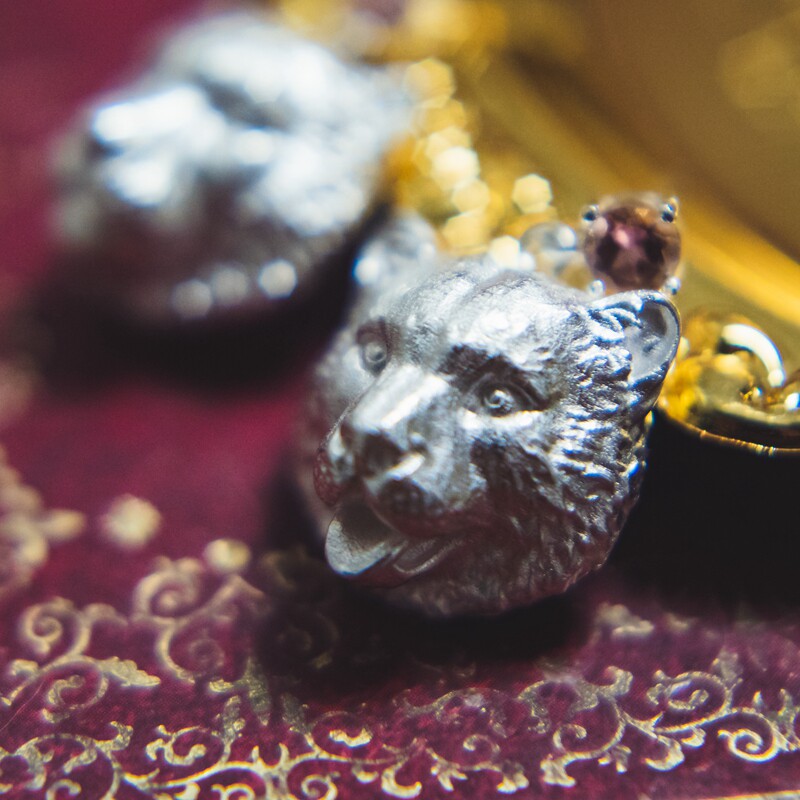 Snow Leopard Photo Style Copper Tire Silver Plated Gold Plated Tourmaline Earring Pin Earring