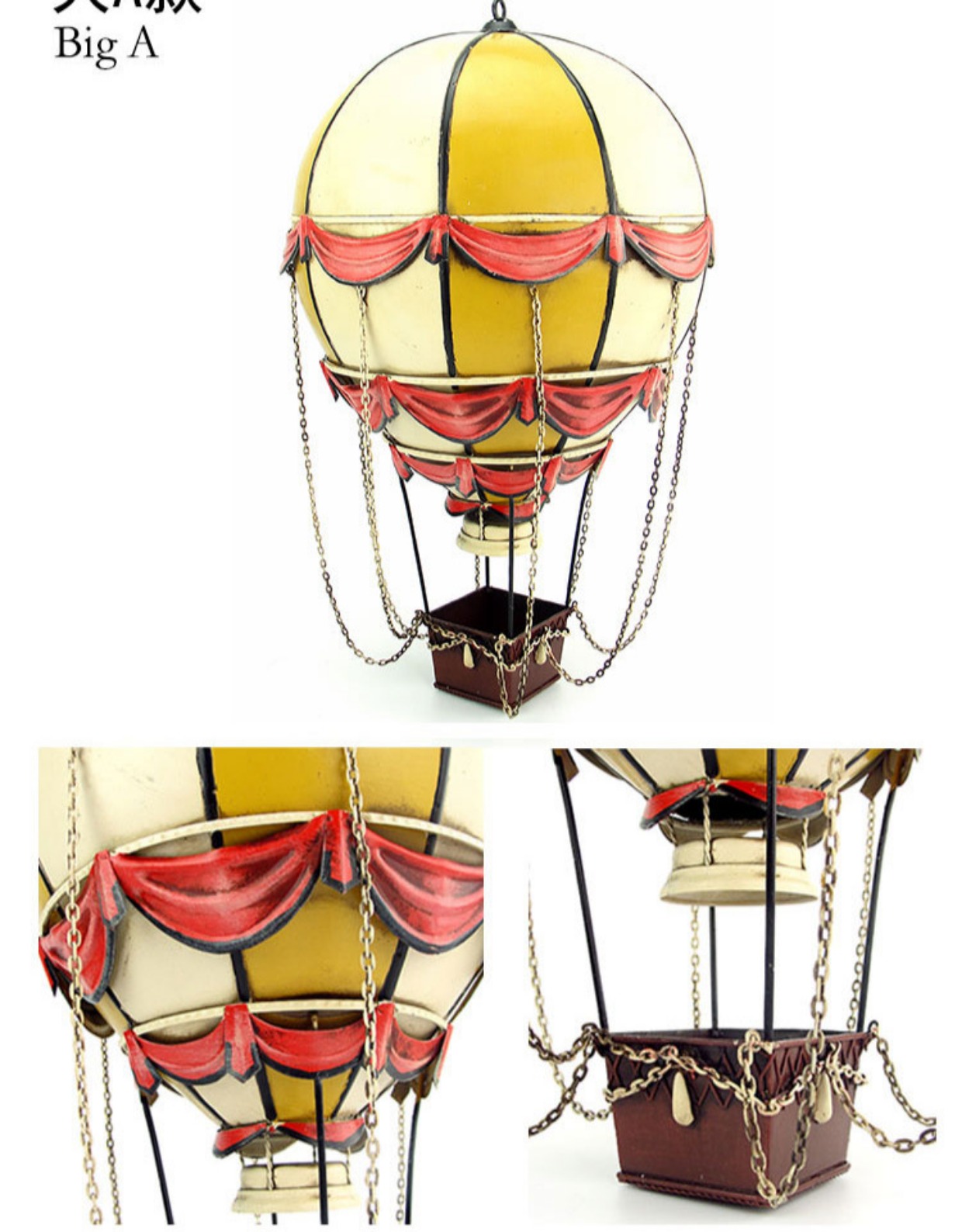 Vintage rèn sắt mô hình thế kỷ 19 châu Âu khinh khí cầu quyến rũ Thanh treo đồ trang trí nhà phụ kiện quà tặng shop bán đồ dcor phòng ngủ ở Hà Nội