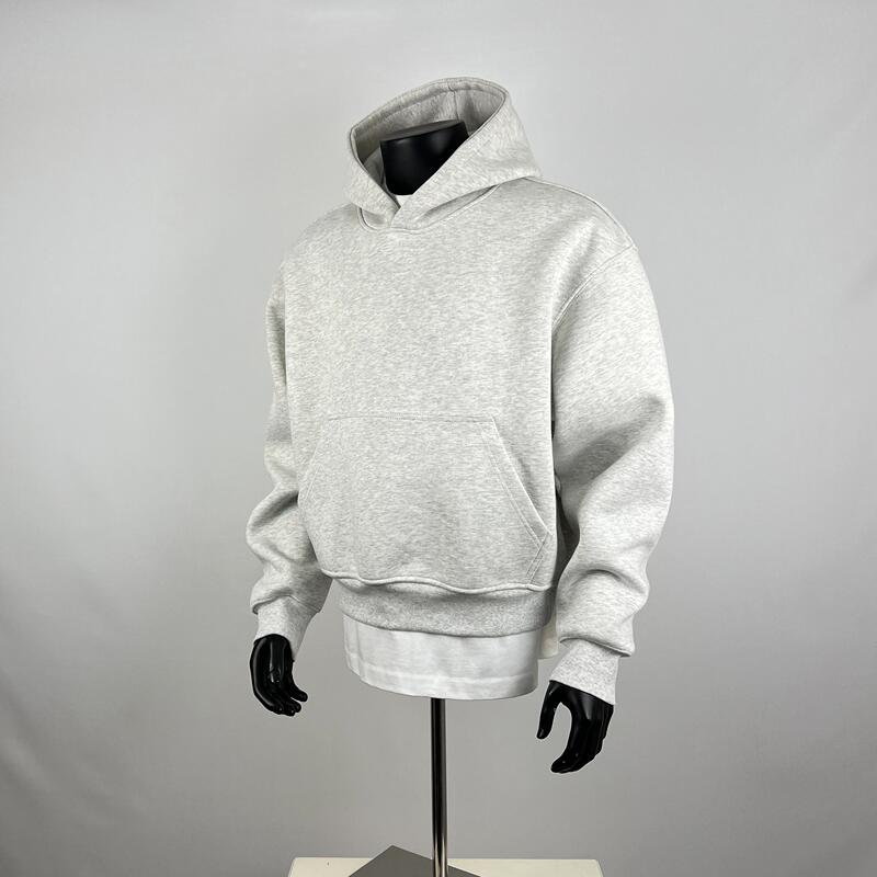 Fanvanka Heavyweight 550g Anti-Wrinkle Pullover Hooded Sweatshirt with Textured Fabric, Three-Dimensional Cut, Couple Style, Solid Color Top, Trendy
