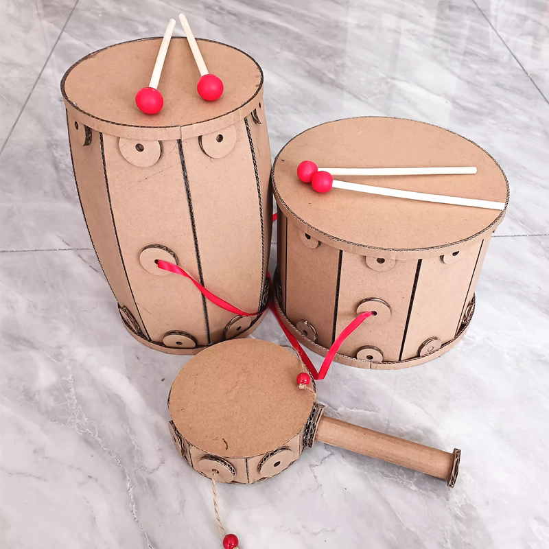 DIY LAOSHU Musical Instrument Waste Utilization Kindergarten Educational Toys and Teaching Aids Handmade Large Drum Materials Turning Waste into Treasure