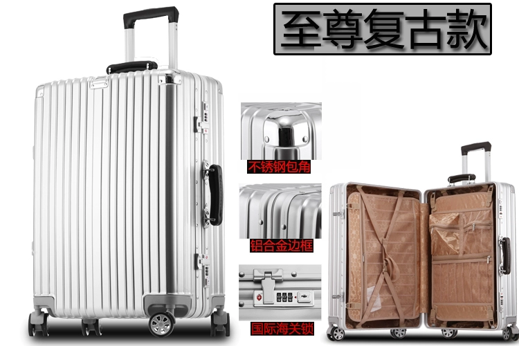 RIMOBAO tăng vàng xe đẩy trường hợp khung nhôm bánh xe mật khẩu phổ hộp 20 29 inch vali vali vali vali samsonite