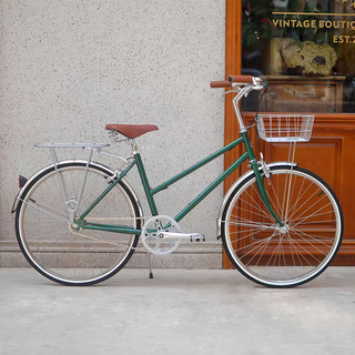 DayDayBike24寸墨绿色英伦复古男女式斜梁城市上下班代步自行车