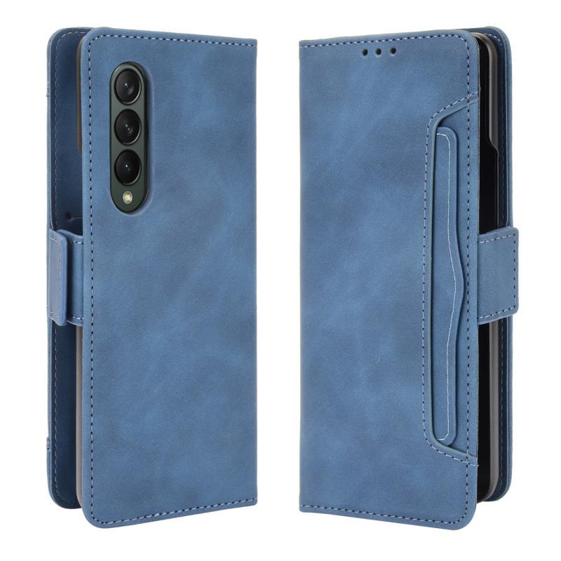 Suitable for Samsung Z Fold4 2 3 5 5g Zflip5 Multi-Card Slot Mobile Phone Leather Case Protective Cover Flip-Type Card Holder with Pen Slot