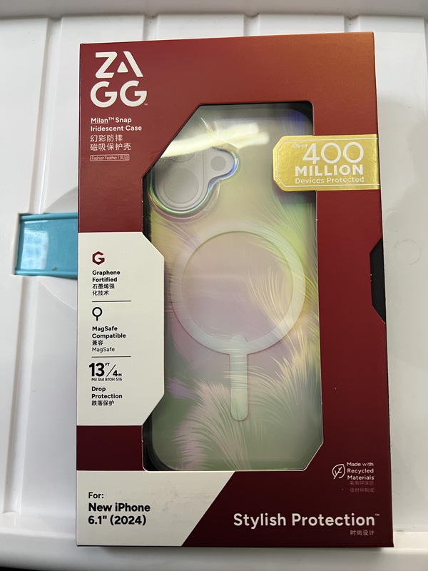 American Zagg Self-Adhesive Graphene Iridescent Magnetic Anti-Drop Phone Case for Iphone16/16Plus/16Pro/16Promax, Phoenix Feather