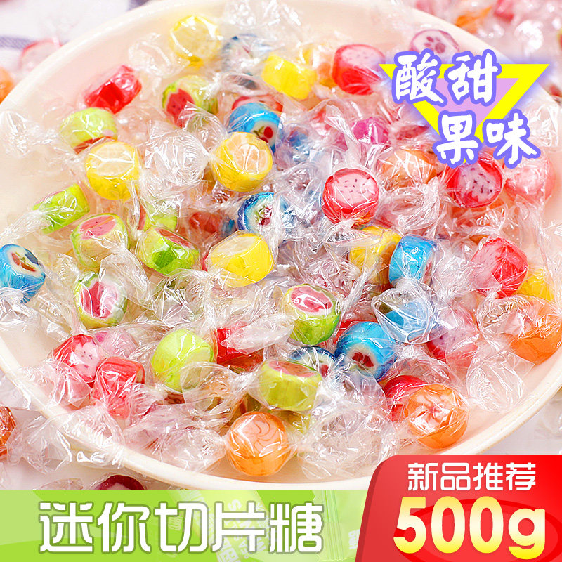Net Red creative hand-sliced sugar 500g mixed fruit flavor happy candy Bulk hard candy Mini hospitality candy