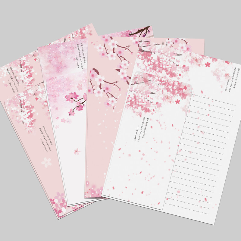 Day Style and Cherry Blossom Envelope Letter Paper Suit Romantic Meritocracy Pink Art Freshener White Letter Paper Envelope Suit
