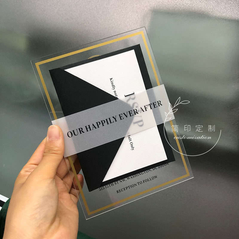 Customize simple transparent acrylic marriage invitation to Cambodia Business invitation letter wedding personality European-style interview
