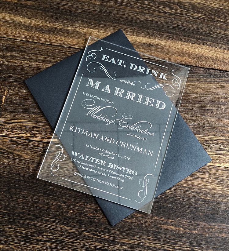 High-end personality customized marriage invitation transparent acrylic business invitation letter