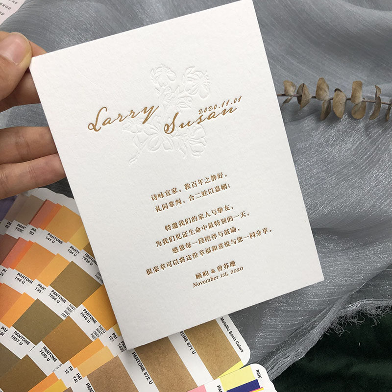 Full custom letterpress wedding thank you card 450g cotton paper letterpress printing gift card