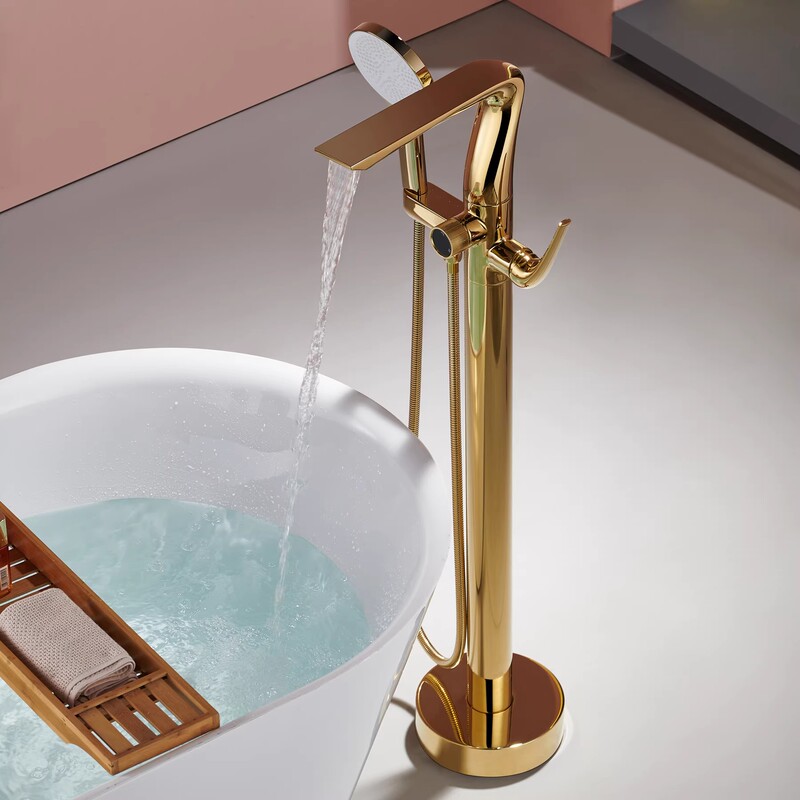 German Hans Floor-Standing Bathtub Faucet All-Copper Hot and Cold Vertical Shower Set for Home and Hotel Use