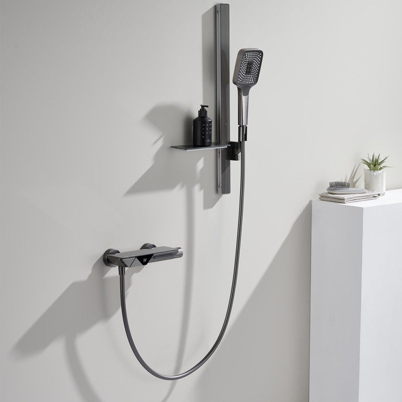 German Hans Full Bronze Number of Gun Grey Bathroom Shower shower Shower with key waterfall Hot and cold water bathtub tap-Taobao