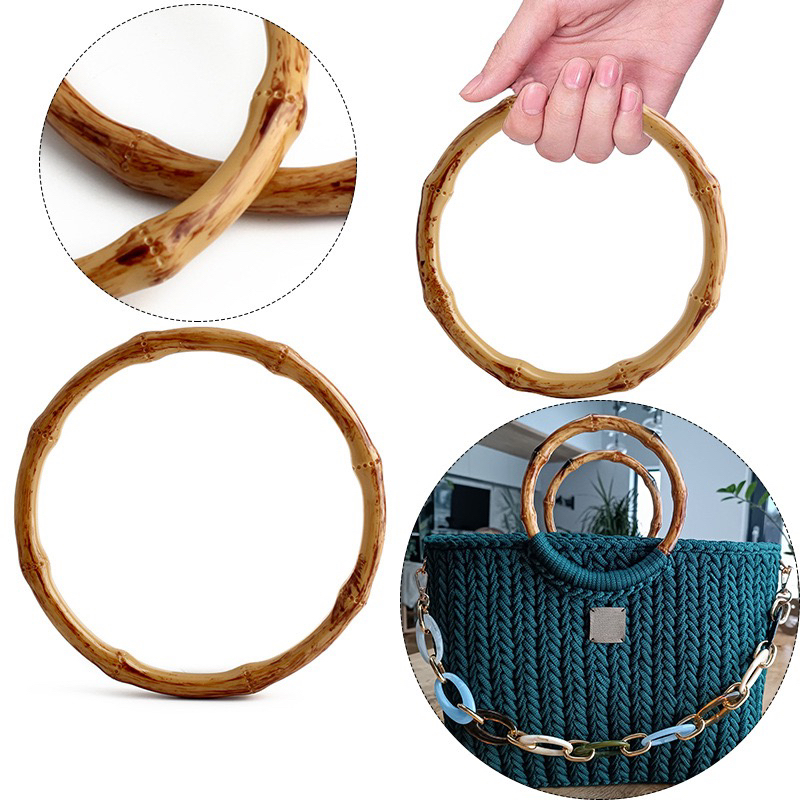 Bag Material Imitation Bamboo Bamboo Wooden Handle Handle Ring Bag Bamboo Handle Handle Handbag