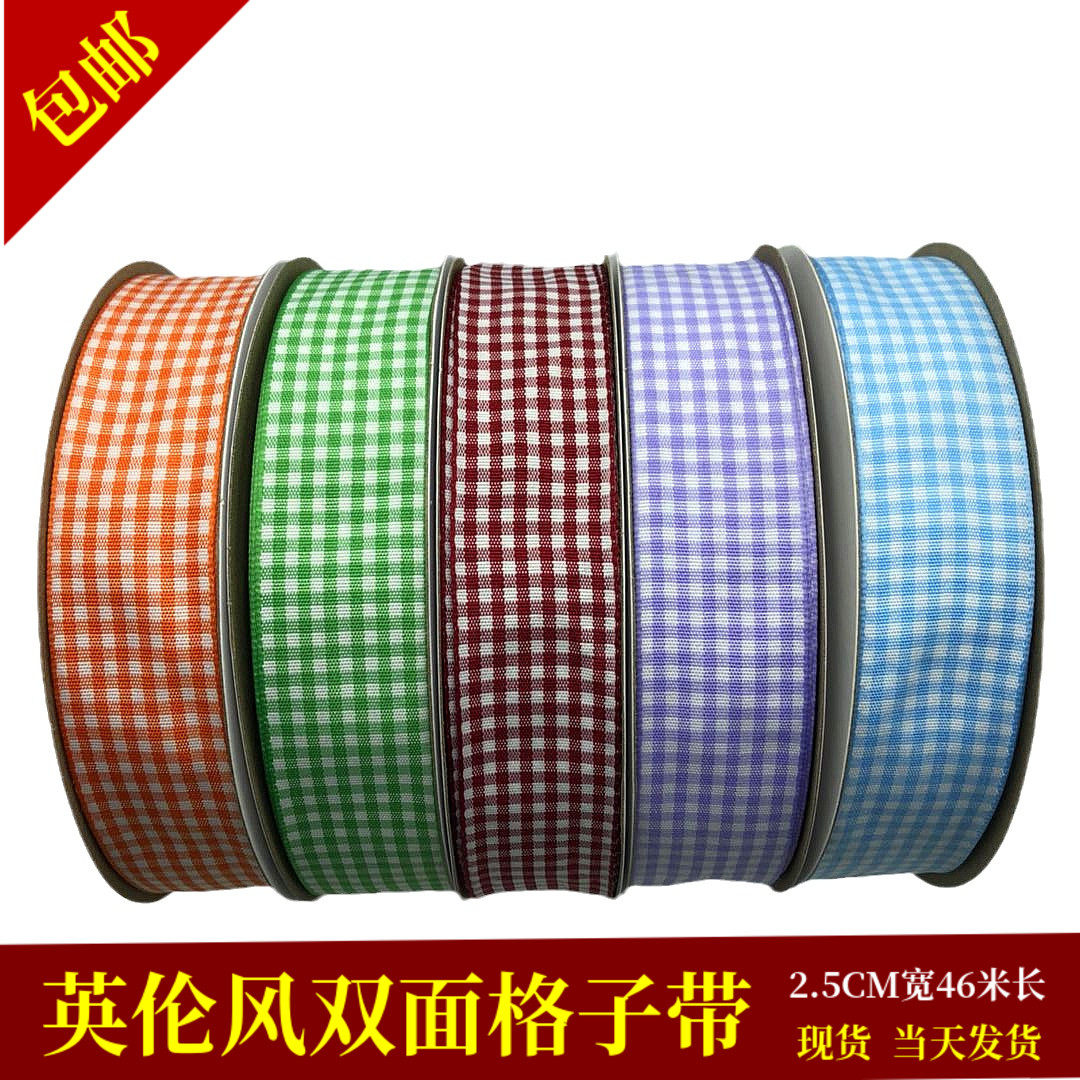Plaid Ribbon British Style Canvas Belt Hair Accessories Bow Decoration Fruit Cake Holiday Gift Box Packaging Ribbon