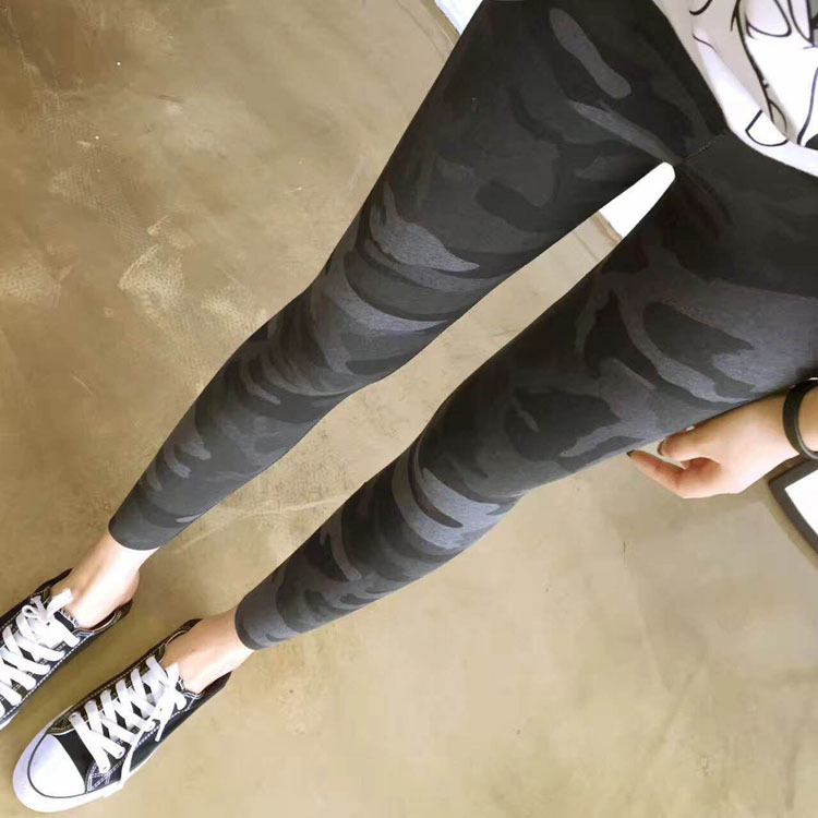 Canadian Super Elastic Magic Solid Color Nine-Point Slimming Yoga Leggings Trendy Camouflage Pants for Women