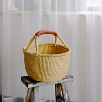 Rain Flowers Stones Grocery Africa Pure Artisanal Elephant Grass Shopping Basket Buy Vegetable Basket Hand Debris Woven Containing Basket