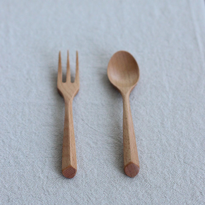 Rain Flower Stone Miscellaneous Beech Wood Soup Spoon Fruit Fork Salad Spoon
