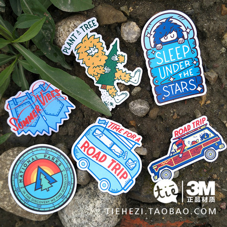 European and American road trip stickers Notebook car stickers Suitcase stickers Waterproof 3M outdoor stickers