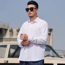 2021 autumn long sleeve shirt men non-iron anti-wrinkle business gentleman solid color casual plus fat plus size fat shirt