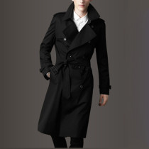 High-end autumn and winter New windbreaker mens long knee British style fat fat fat plus size plus velvet thickened coat tide