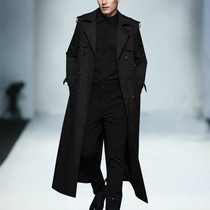 Autumn and winter windbreaker mens long knee Chinese style handsome Korean version of fattened plus size thick loose coat coat coat