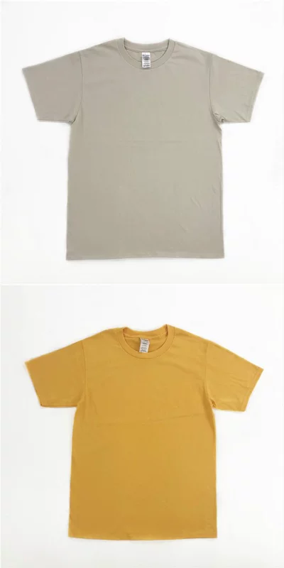 [Hai mảnh] Cao cấp thoải mái 5,3oz100% cotton trơn Áo thun tay ngắn màu đơn sắc