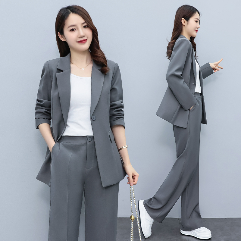 2026 Spring and Autumn Suit Set, Trendy Professional Suit for Women, Casual British Style, Korean Fashion Wide-Leg Pants and Blazer