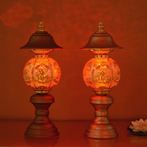 LED Martial God of wealth Guan Gong worship lamp Lotus lamp Lucky treasure Buddha front Changming lamp for Buddha plug-in a pair of household