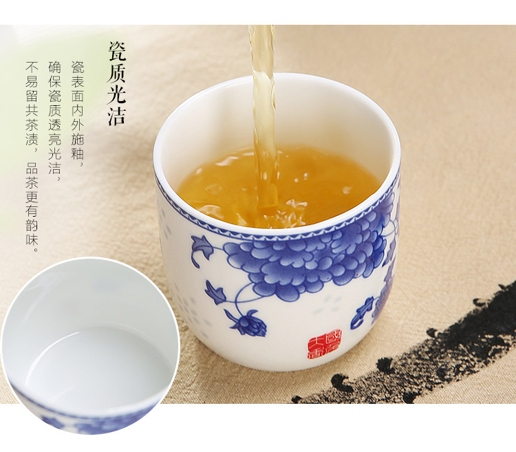 Chén sứ gốm sứ cốc sứ màu xanh và trắng đặt ly phong cách Nhật Bản hộ gia đình một chén sứ trắng nhỏ cốc thủy tinh - Trà sứ bình pha trà có lõi lọc