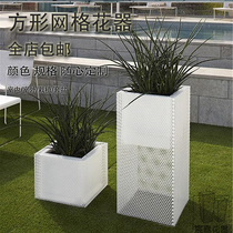 Chenjia flower Ware Factory Direct square stainless steel flower pot outdoor metal flower bowl landscape greening flower trough