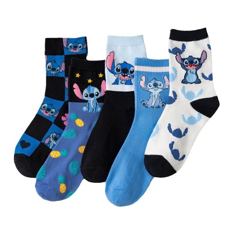 Stitch Socks Mid-Calf Socks Spring and Autumn Style Unisex Cotton Socks Sweat-Absorbent Breathable Warm Socks for Girls, Infants, and Babies