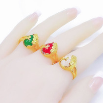 Vietnam sand gold ring Lady agate stone fake real gold opening index finger ring imitation gold-plated jewelry does not fade for a long time