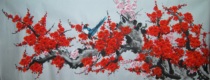 Special Price Pure Hand Painted small Six-ruler State Flowers Birds Red Plums Plum Tip Living Room Decoration Feng Shui Character Painting Chinese Painting 9