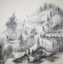 Pure Hand Painted 4-ruler Dou Fang School Sends Water Ink Country Painting Landscape Original calligraphy Calligraphy Calligraphy and Boutique Book House Decoration Chinese Painting 3