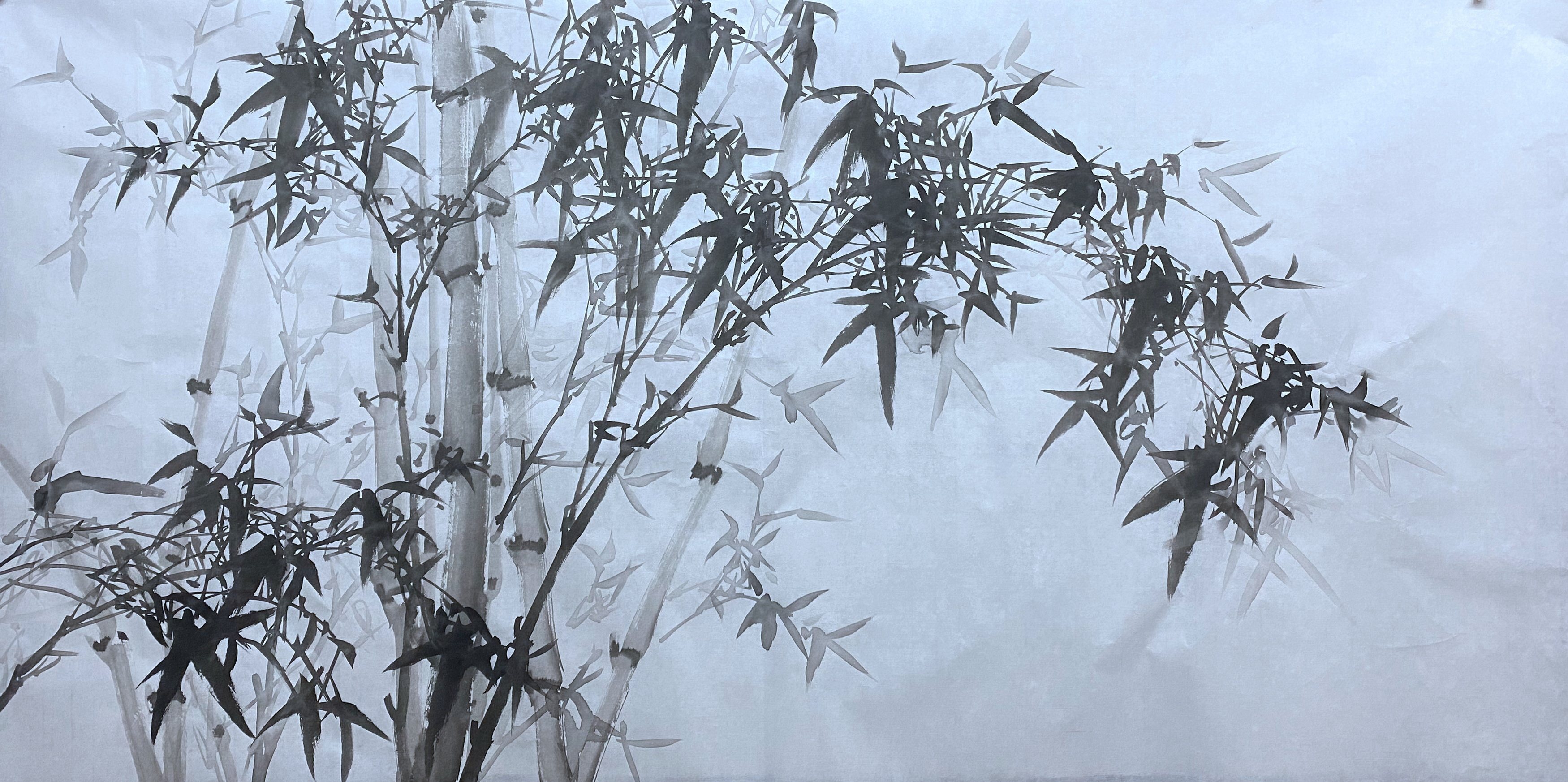 Special price pure hand painted flower bird country painting 4 feet bamboo ink painting bamboo newspaper Ping An living room office decoration character painting Heart 15