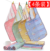 (4 pack) cotton 6-layer gauze childrens towel rectangular washcloth soft cute kindergarten small towel