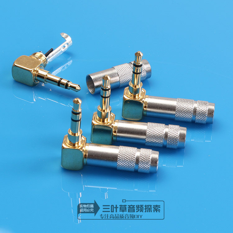 Rhodes Rain Euryard Binaural Gold Plated 3.5mm Stereo Curved Plug Wire Bonded Three-Section Headphone Plug