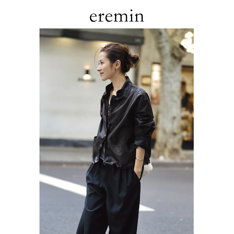 Eremin Lin Moqing/Twisted Leather Jacket/26 Autumn New Product First Layer Sheepskin Simple Short Jacket Genuine Leather Coat Eremin Lin Moqing/Twisted Leather Jacket/26 Autumn New Product First Layer Sheepskin Simple Short Jacket Genuine Leather Coat