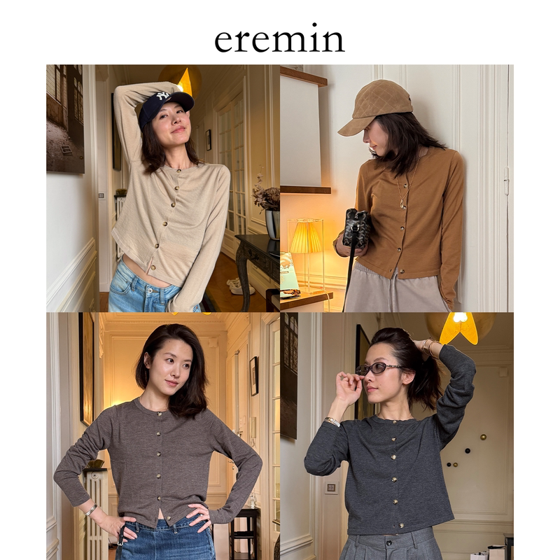Eremin Lin Moqing/Nordic Cardigan/26 Autumn New Collection Cashmere + Australian Wool Versatile Round Neck Button-Down Knitwear