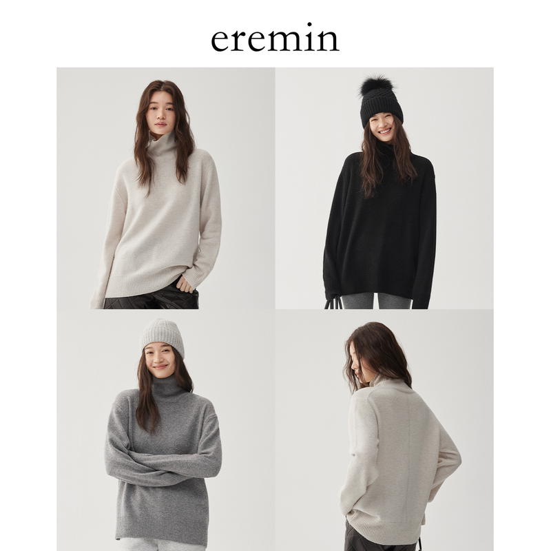 Eremin Lin Moqing/Minimalist Classic/Pure Wool Sweater Knitted Loose Fit Turtleneck Sweater Eremin Lin Moqing/Minimalist Classic/Pure Wool Sweater Knitted Loose Fit Turtleneck Sweater