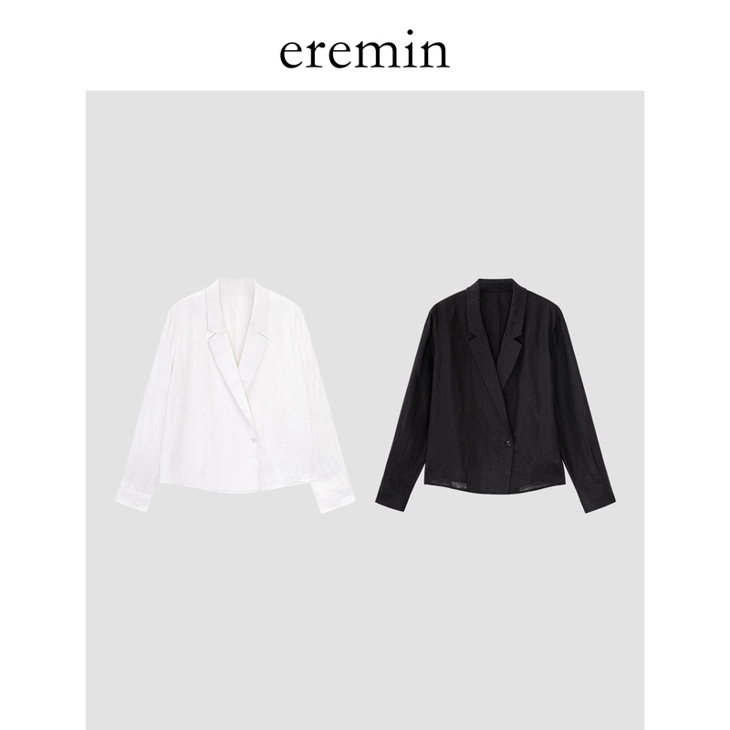 Eremin Lin Ziqing/Linen Suit/Summer Thin Notched Lapel Old Money Casual Commuter Short Blazer