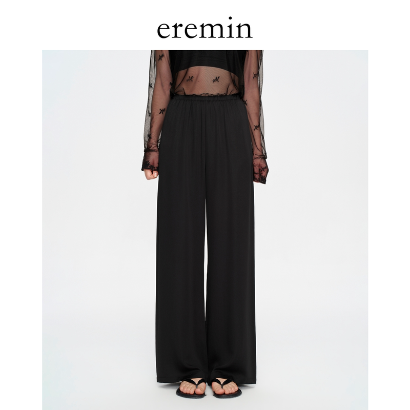Eremin Lin Moqing/Summer Gala Pants/Cupro Lyocell Slimming Thin Straight-Leg Airy Casual Pants