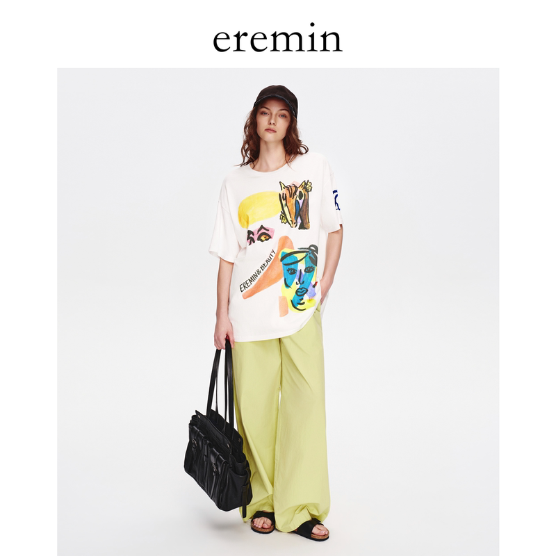Eremin Lin Moqing/Graffiti T/Cotton Abstract Print Unisex Comfortable Casual Loose Round Neck Short Sleeve T-Shirt