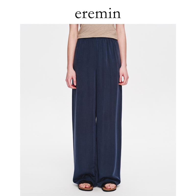 Eremin Lin Moqing/Summer Gala Pants/Cupro Lyocell Slimming Thin Straight-Leg Airy Casual Pants