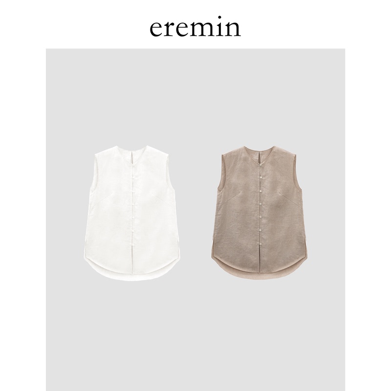 Eremin Lin Moqing/White Linen Vest 2.0/Full Linen Relaxed Old Money Summer Thin Buttoned Sleeveless Vest