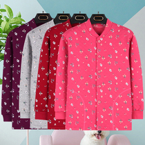 Three-layer warm top middle-aged and elderly thickened autumn clothing female mothers cardigan plus-size cotton cardigan for the elderly double-breasted thin cotton-padded jacket