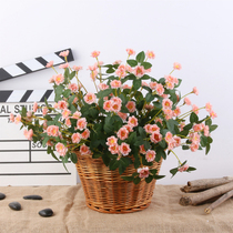 Rose simulation flower small rose fake flower bouquet living room table ornaments flower basket decoration indoor rose silk plastic