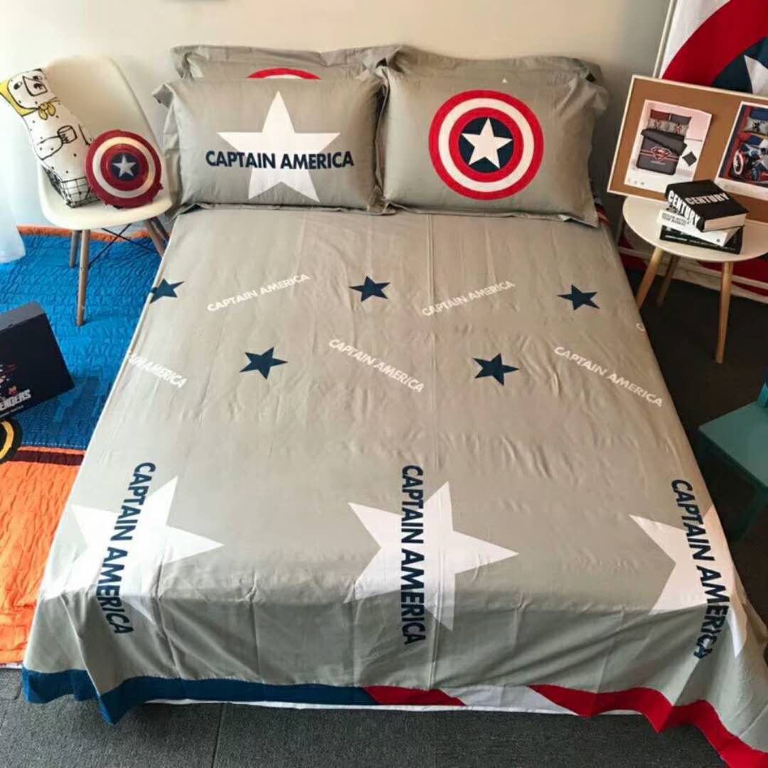 Trẻ em quilt cover đơn giản giường cotton bốn mảnh phim hoạt hình anime Superman cotton boy ba mảnh bộ đồ giường