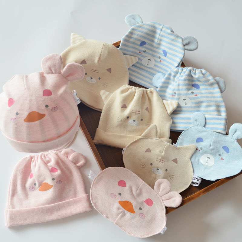 Qingkura newborn baby monolayer pure cotton tyre hat month child cap newborn empty top hat protective halogen door cap baby