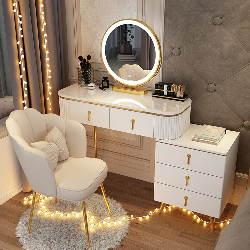 Dressing table bedroom modern simple small apartment Nordic light luxury Net red ins Wind makeup table storage cabinet one